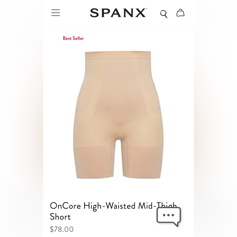 Spanx Shapewear “OnCore” high-waisted mid thigh short.